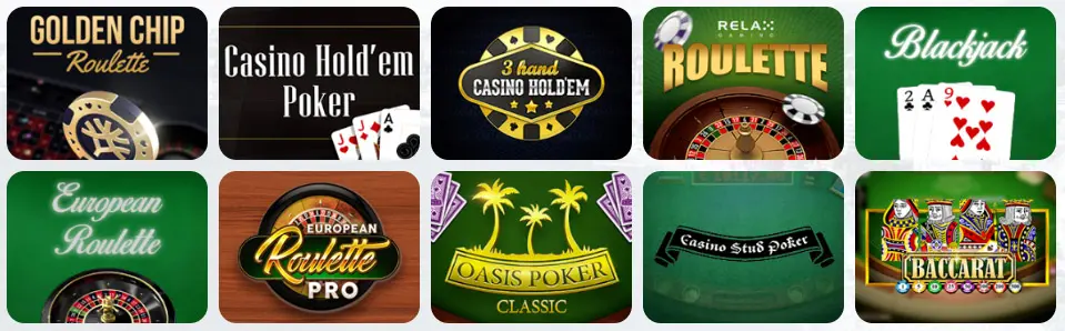 Jeux de table au Casino Classic